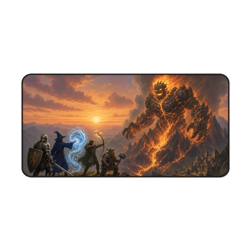 Lava Elemental Fantasy Desk Mat, Large Gaming Mouse Pad, 16x32 RPG Desk Pad, Tabletop RPG Gift