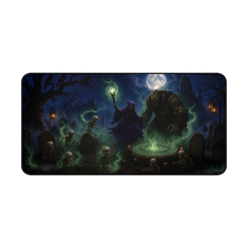 Necromancer Fantasy Desk Mat, Large Gaming Mouse Pad, 16x32 RPG Desk Pad, Tabletop Gamer Gift